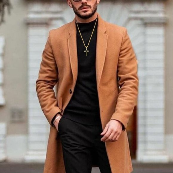 New Men's 18k Gold Over Silver Cross Necklace - Picture 4 of 5